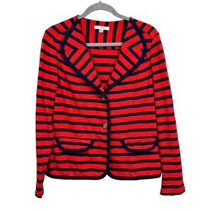 CAbi Knit Nautical Blazer‎ Striped Red & Blue Stretch 2 Button Women Size M